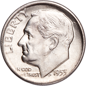 1955-D Roosevelt Silver Dime MS60 Main Image