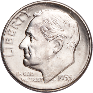 1955-S Roosevelt Silver Dime MS60 Main Image