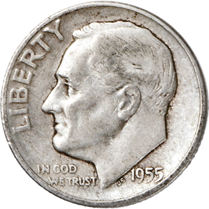 1955-S Roosevelt Silver Dime CIRC Main Image