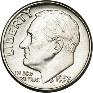 1957 Roosevelt Silver Dime MS60 Main Image
