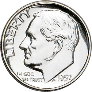1957 Roosevelt Silver Dime PR63 Main Image