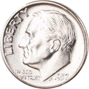 1957-D Roosevelt Silver Dime MS60 Main Image
