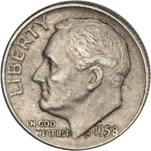 1958 Roosevelt Silver Dime CIRC Main Image