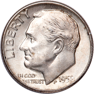 1958-D Roosevelt Silver Dime CIRC Main Image