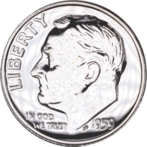 1959 Roosevelt Silver Dime PR63 Main Image