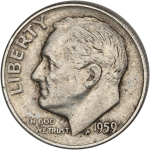 1959 Roosevelt Silver Dime CIRC Main Image
