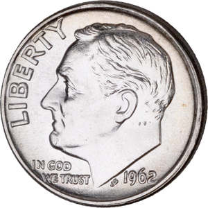 1962 Roosevelt Silver Dime MS60 Main Image