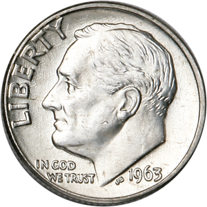 1963 Roosevelt Silver Dime MS60 Main Image