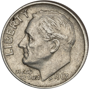 1963 Roosevelt Silver Dime CIRC Main Image