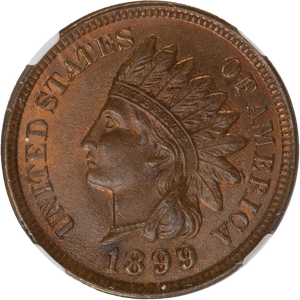 1899 Indian Head Cent Red Brown Main Image