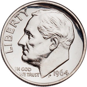 1964 Roosevelt Silver Dime PR63 Main Image