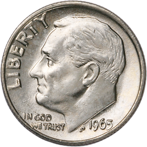 1965 Roosevelt Dime MS60 Main Image