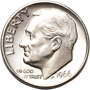 1966 Roosevelt Dime MS60 Main Image