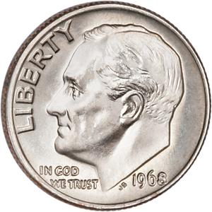 1968 Roosevelt Dime Main Image