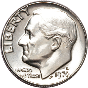 1970-D Roosevelt Dime MS60 Main Image