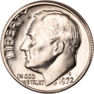 1972-D Roosevelt Dime MS60 Main Image