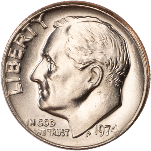 1974 Roosevelt Dime MS60 Main Image
