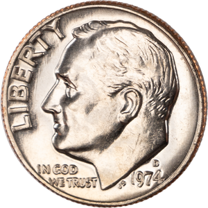 1974-D Roosevelt Dime MS60 Main Image
