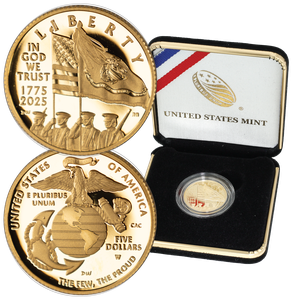 2025-W Marine Corps 250th Anniversary Gold $5 Main Image