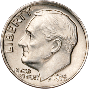 1976 Roosevelt Dime MS60 Main Image