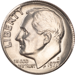 1977-D Roosevelt Dime MS60 Main Image