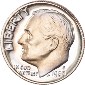 1980-S Roosevelt Dime PR63 Main Image