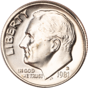 1981-D Roosevelt Dime MS60 Main Image