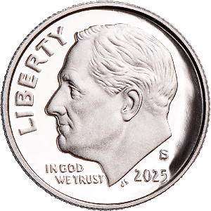 2025-S 99.9% Silver Roosevelt Dime Main Image