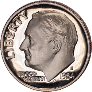 1984-S Roosevelt Dime PR63 Main Image