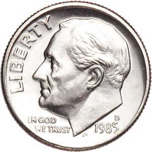 1985-D Roosevelt Dime MS60 Main Image