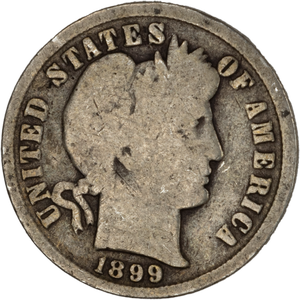 1899 Barber Silver Dime, Circulated Main Image