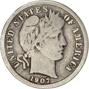1907 Barber Silver Dime Main Image