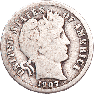 1907 Barber Silver Dime Main Image