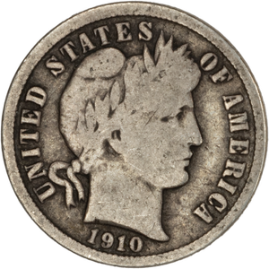 1910 Barber Silver Dime, Good Main Image