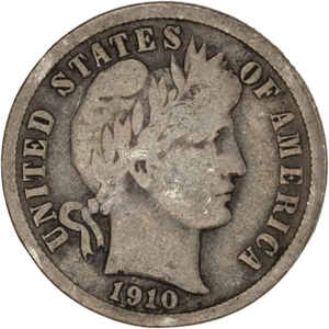 1910 Barber Silver Dime, Very Good Main Image