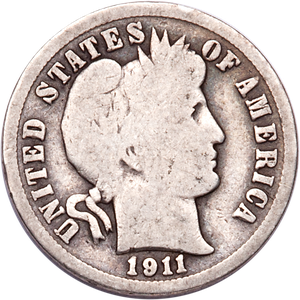 1911 Barber Silver Dime CIRC Main Image