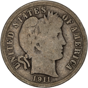 1911-D Barber Silver Dime G Main Image