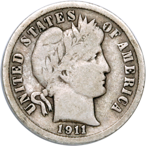 1911-D Barber Silver Dime CIRC Main Image