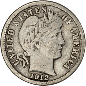 1912 Barber Silver Dime VG Main Image