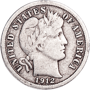 1912-D Barber Silver Dime VG Main Image