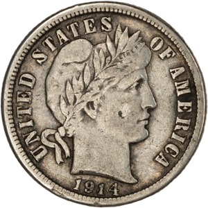 1914 Barber Silver Dime F#2 Main Image