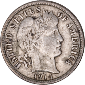 1914-D Barber Silver Dime Main Image