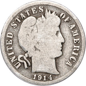1914-D Barber Silver Dime CIRC Main Image