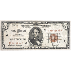 1929 $5 Federal Reserve Bank Note Main Image