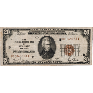 1929 $20 Federal Reserve Bank Note Main Image