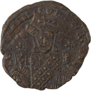 A.D. 867-886 Basil I Copper Follis with sons Leo VI and Constantine Main Image