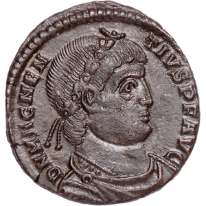 A.D. 350-353 Magnentius Bronze Cent Bridgnorth Hoard Emperor Standing Arles Main Image