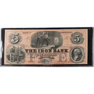 1850s-1860s $5 Falls Village, Connecticut Iron Bank Main Image