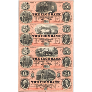 1850s-1860s Falls Village, Connecticut Iron Bank Uncut Sheet Main Image