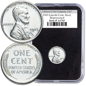 1943 Lincoln Head Reprocessed Steel Cent in Deluxe Holder Main Image